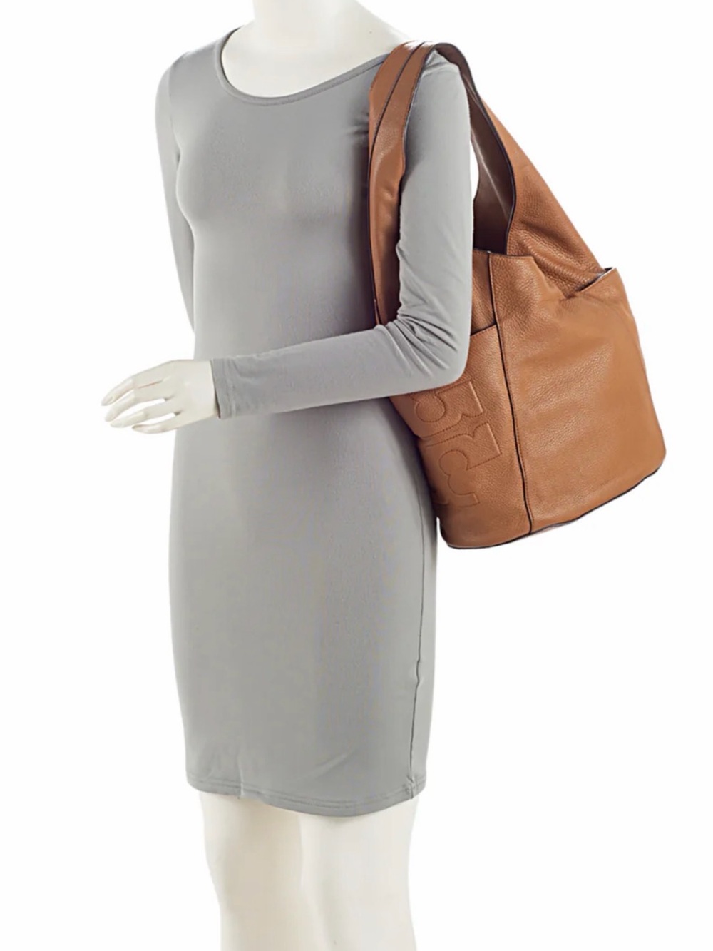 Tory Burch Bombe-T pebble Leather Hobo Bag purse